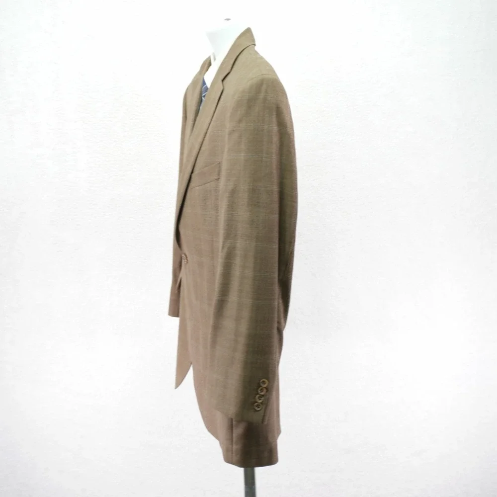 Jack Victor Wool Brown Sharkskin With‎ Blue Windowpane Blazer 40R Valutowood SPJ